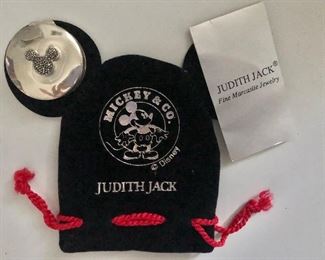 $50 Judith Jack Mickey Mouse sterling silver box and Mickey pouch  Box: 1.25"diam and 0.5"deep 
