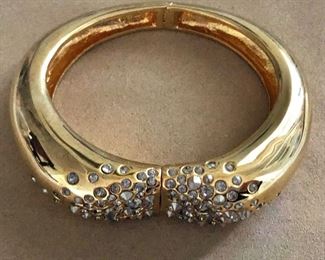 $50 Alexis Bittar gold tone encrusted crystal bangle bracelet.  3"x2.5" 