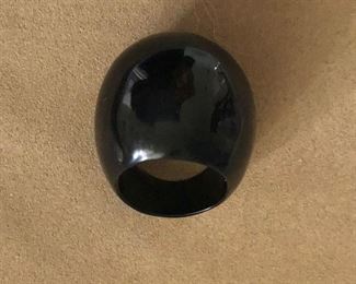 $25 Black lucite Dome ring Alexis Bittar style.  Size: 8.75
