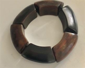$60 Gerda Lynggaard wood resin chunky bracelet as is loose.  Each link: 2"L and 0.75W"x1"D 
