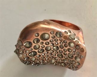 $25 Alexis Bittar copper tone crystal ring.  Size: 8.3 