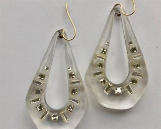 $50 Alexis Bittar frosty lucity studded earrings original pouch included.  2.5"Lx1.25"W 