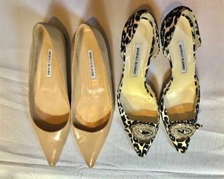 $45 Manolo Blahnik black/white with kitten heels sz. 42. SOLD   $35 Manola Blahnik beige flats size 41.5 AVAILABLE