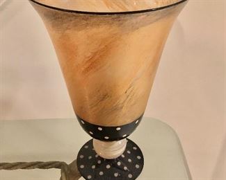 $60 Signed polka dot pedestal vase.  12" H, 7.5" diam. 