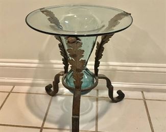 $125 Pedestal, fluted glass vase - 16" H, 14.5" diam.