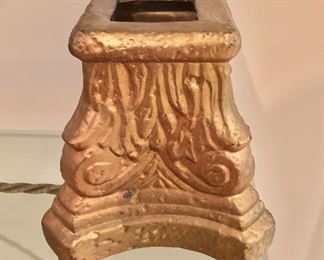 $20 Gold painted resin pedestal stand.   8.5" H, 9" W, 9" D. 