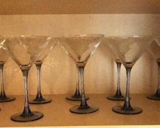 $40 Set of 12 Martini glasses.  Each 6.75" H, 4.5" diam. 