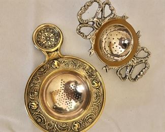 $30 ea Vintage tea strainers.  Left: 5.25" L, 3.5" diam.  