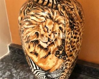$25 "LaVie" signed Safari vase.  8.5" H, 4.5" diam. 