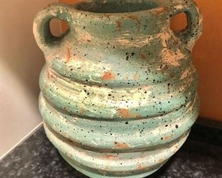 $30 Pottery urn with handles.   8.5" H, 7.5" diam. 