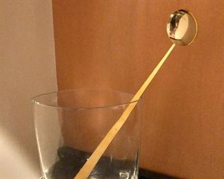 $20 ea Pottery Barn vase and 24K plated long spoon.  Vase: 8" H, 6" W.  Spoon: 12.5" L.  SPOON IS SOLD