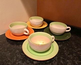 $40 LOT Stangl cup and saucer sets.  Cups each 2.25" H, 3.5" diam; saucers each 6.25" diam.