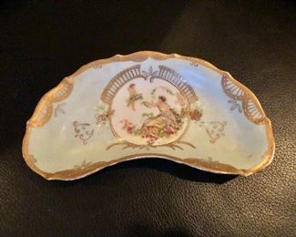 $30 Porcelain hand painted bone plate.  7.5" L.  