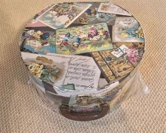 $100 Brand new never opened hat or suitcase box.  13.25" H, 13.5" diam. 
