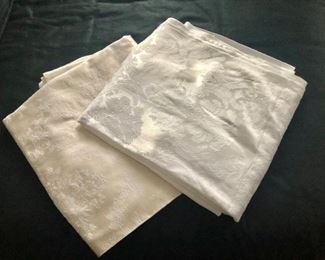 $40 ea tablecloths cream, white.  Cream: 118" x 65"; white: 136" x 67".   