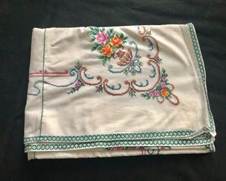 $30 Embroidered tablecloth.  97" x 64".  