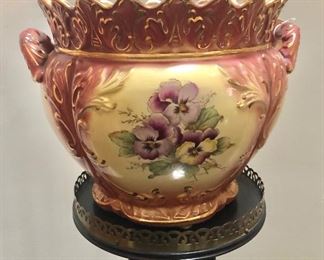 $60 Pansy ruffled vase or pot.  10" H, 13" W,  top 11" diam.