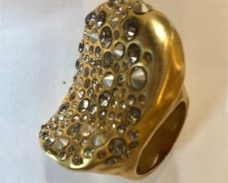 $25 Alexis Bittar goldtone encrusted crystal ring 