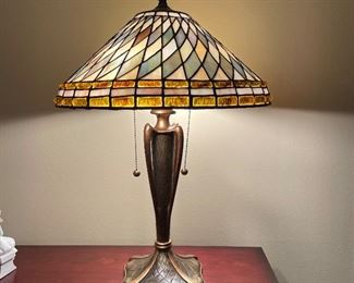 Stained glass lamp with rounded shade, $125