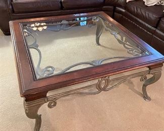 Glass top cocktail table, 40" x 40" x 18"H, was $175, NOW $135