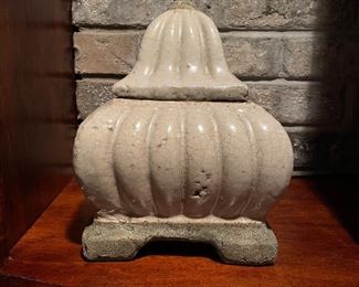 Heavy decorative jar w/lid, 11"H x 7.5", was $22, NOW $ 15