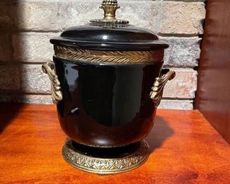Black urn w/ lid, 8.5”H, was $20, NOW $14
