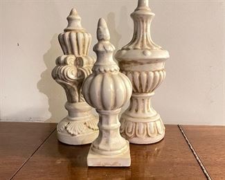 Set of 3 cream colored decorative finials, 13.5"H, 12"H, 11"H, was $28, NOW $19
