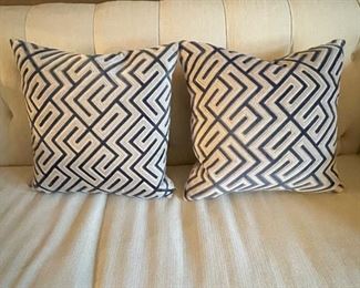 Blue & cream 16” pillows, was $20/pair, NOW $14/pair