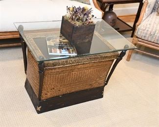 Glass Top Basket Table