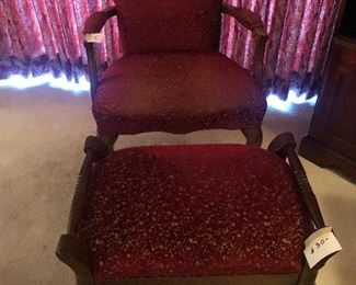 Antique chair with footstool. 