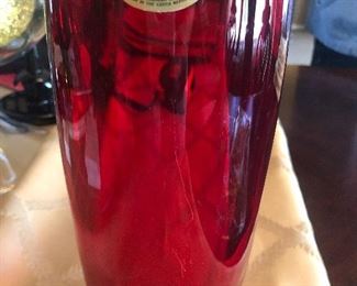 24% lead crystal vase.  gorgeous red