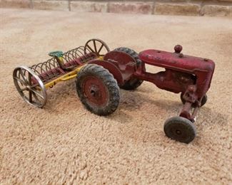 Arcade Toy tractor and harrow