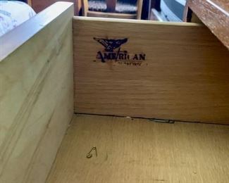 american of martinsville walnut and cane mid century modern