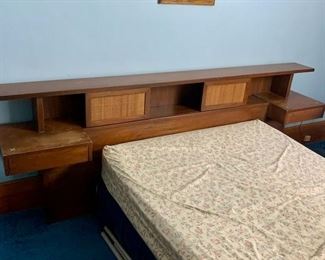 american of martinsville walnut and cane mid century modern