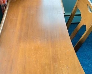 Mainline by Hooker Mid Century Walnut Double Pedestal Floating Top Desk
