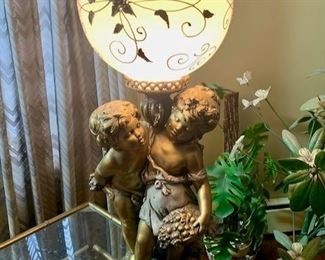 Cherub base globe lamp