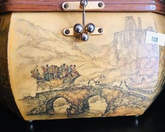 Decoupage Wood Box Purse Anton Pieck Purse Jewelry Box Vanity Box Stash Box Sewing Box Vintage Wood Purse