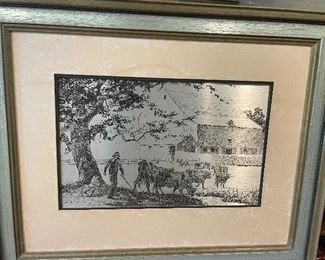 Franklin mint - Sterling silver etched art by Jamie Wyeth