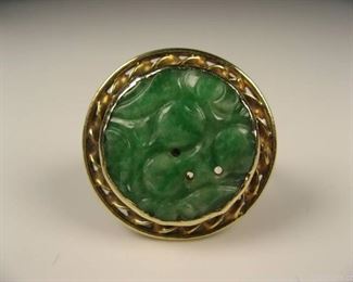14kt Carved Jade Ring