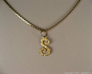 14kt Yellow Gold S Charm Necklace