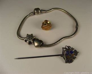 Pandora Bracelet and Pin Lot