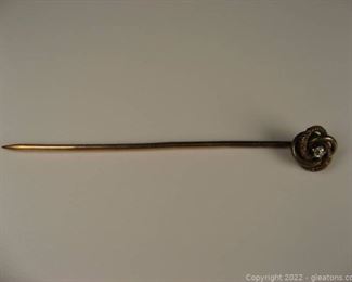 Vintage 10kt Diamond Stick Pin