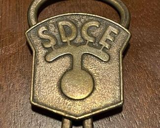 Old Antique Unknown Metal Bolo Tie SDCE Hankerchief Slide Neckerchief Slide Bolo Slide