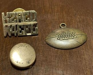 3 Random Metal Pins Football 2 of them are Gold Plated