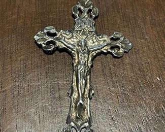 Vintage Sterling Silver Christian Cross 2 Inches Long 1 Inch Wide