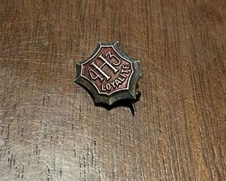 Unknown Shield Pin H 43 Loyalite with Red Enamel Pinback Sterling Silver