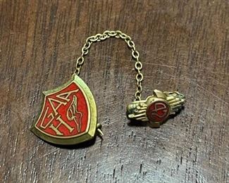Vintage Red Shield GAAH Pin with Chain and 42 Sterling Silver