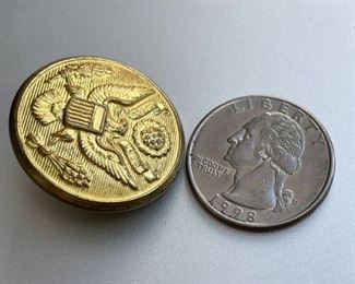 Vintage Air Force Button US Military Shields Inc. Attleboro, Mass Front With Eagle Nice Gold Color