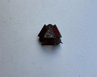 Unknown Shield Pin WE 43 303 Loyalite with Red Enamel Pinback Sterling Silver