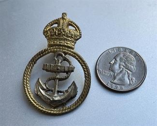 WWII Canadian Royal Navy Petty Officers Metal Cap Badge Gold and Silver Tone